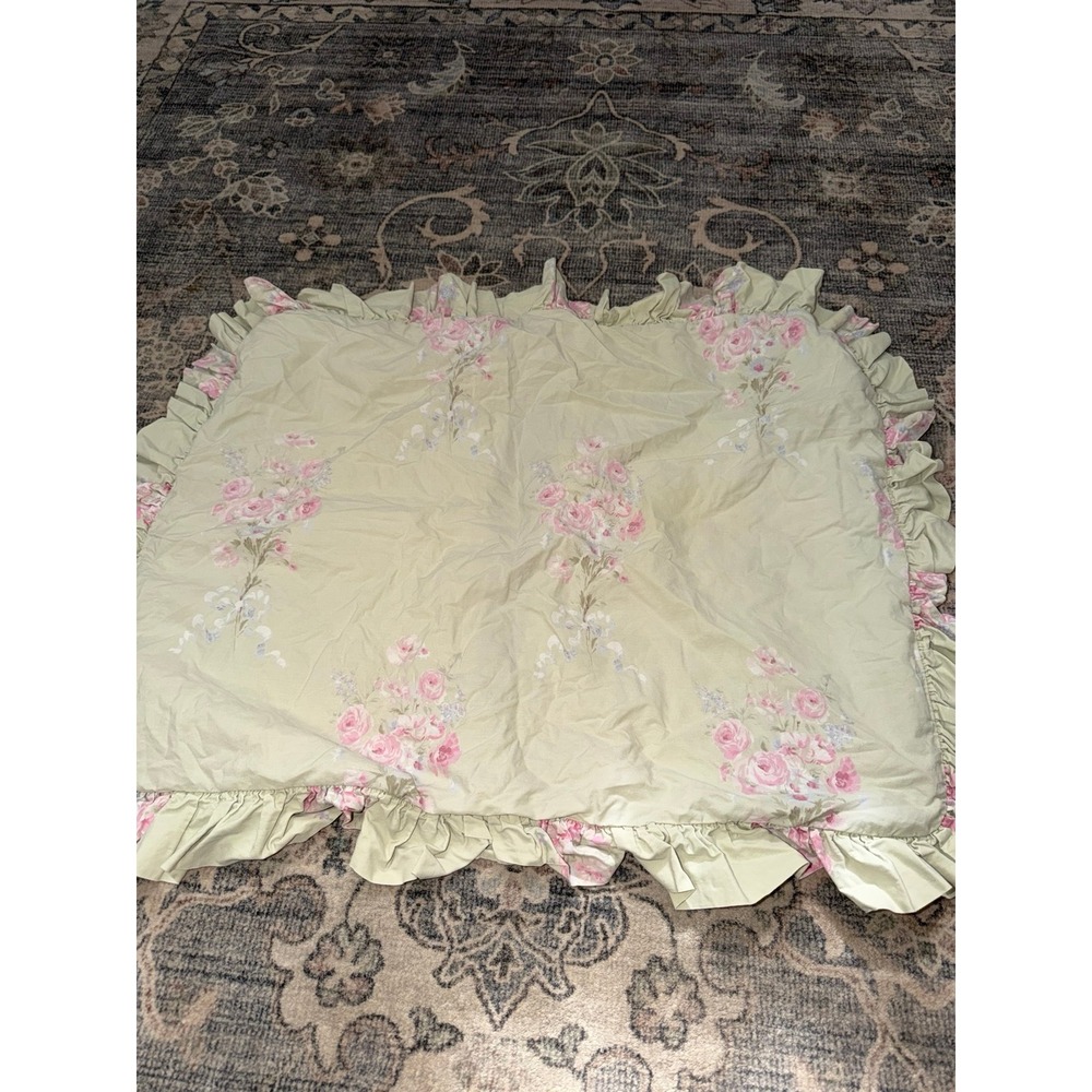 Simply Shabby Chic Ribbons of Roses Ruffle Pillow Sham Green